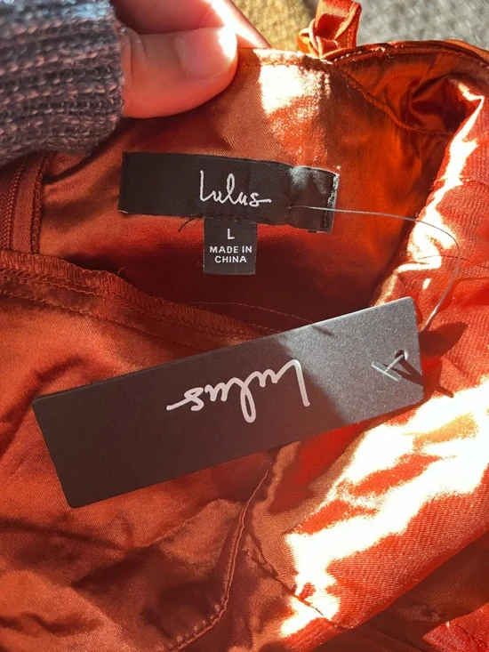 Lulus Going with Elegance Rust Brown Satin Tiered Gown - Picture 4 of 13